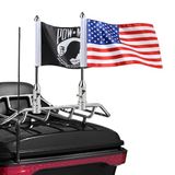 2 Harley Touring Spring 2 stuks motorfiets vlaggenmast 90 ° naar beneden gevouwen met Amerikaanse vlag en Pow-mia-vlag 16,7 x 20,2 cm vlaggenmast houderbeugel geschikt voor 1/2 '' buisvormig bagagerek