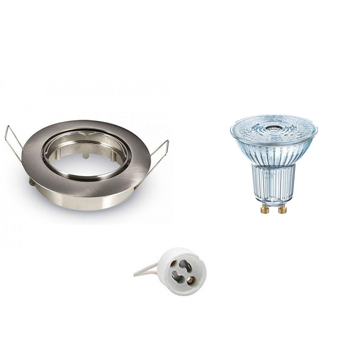 Osram - LED Spot Set - Parathom PAR16 930 36D - GU10 Fitting - Dimbaar - Inbouw Rond - Mat Chroom - 3.7W - Warm Wit 3000K - Kantelbaar Ã˜90mm