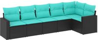 vidaXL - 6-delige Loungeset met Kussens - Polyrattan - Zwart