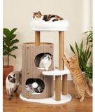Poteau griffoir arbre à chat - Arbre d'escalade - 2 étages - Sisal - Gris