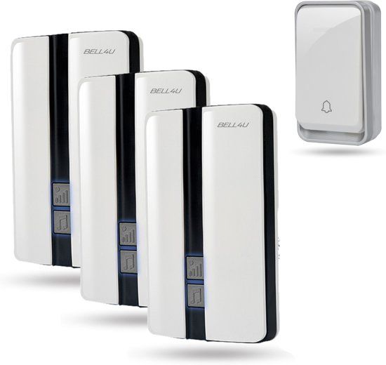 Bell4U Draadloze deurbel - 3 ontvangers - Zonder batterijen - 8719324075770
