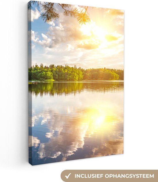 OneMillionCanvasses Canvas schilderij 120x180 cm - Bomen - Water - Rechthoek - Modern