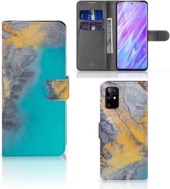 B2Ctelecom Book Case voor Samsung Galaxy S20 Plus - Marmer Blauw Goud