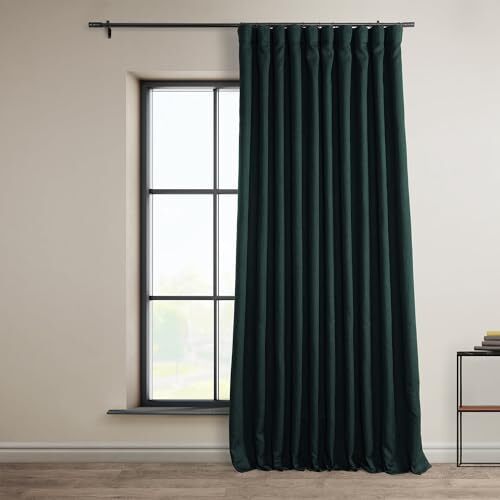 HPD Half Price Drapes HPD Half Price Drapes Faux Linnen kamer verduisterende gordijnen - 213 cm lange extra brede luxe linnen gordijnen voor slaapkamer en woonkamer (1 paneel), 100 W x 96 l, focaal groen