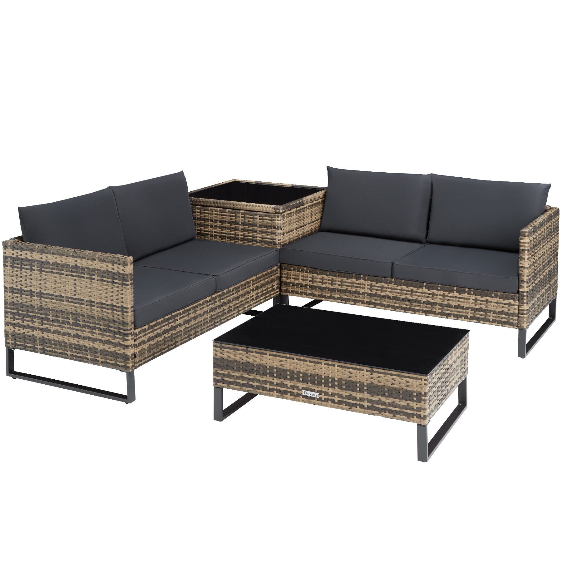 tectake Ostuni Wicker Loungeset - Bruin - Outdoor - Met Tafel