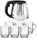 Merkloos Thee drinken set - Glazen theepot met infuser - 1,2 liter - met 6x stuks theeglazen - van 260 ml