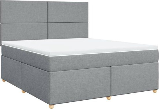 vidaXL Boxspring met matras stof lichtgrijs 180x200 cm