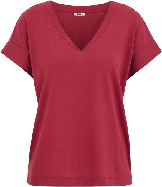 WE Fashion Dames T-shirt met V-hals - Maat M - Rood