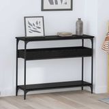 vidaXL Wandtafel Zwart Eiken 100 x 29 x 75 cm Bewerkt Hout