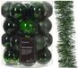 Decoris Kaemingk B.V. Kerstversiering set - donkergroen - kerstballen 6 cm en kerstslinger - kunststof