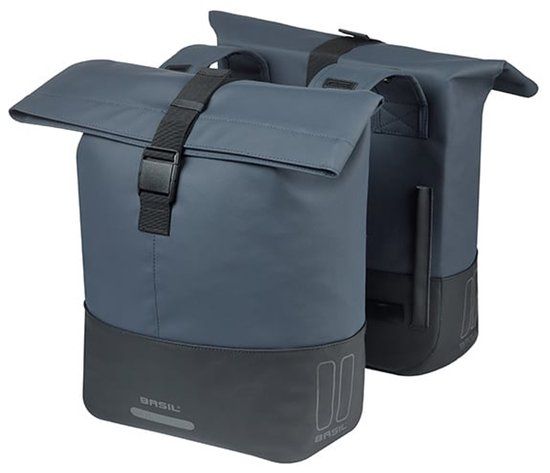 Basil Cove - Dubbele fietstas - 28-32 liter - Waterafstotend - Reflectie details - Gerecycled materiaal - blauw/zwart