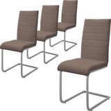 ML-Design Set van 4 eetkamerstoelen slede met rugleuning bruin kunstleer bekleding