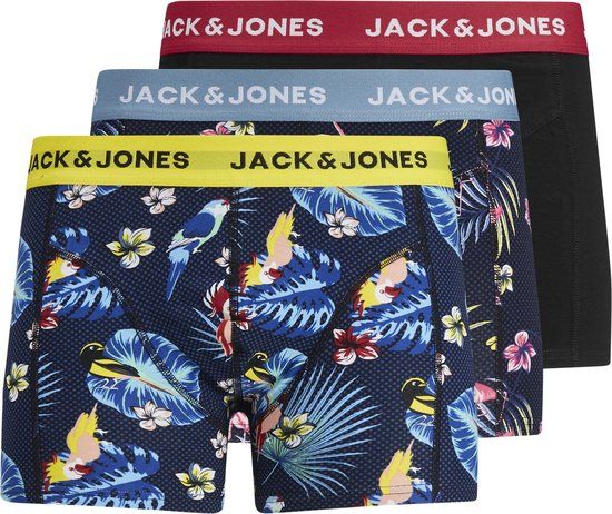 JACK & JONES JACFLOWER BIRD Trunks 3-Pack - Men's Underwear - Surf The Web - Size XL