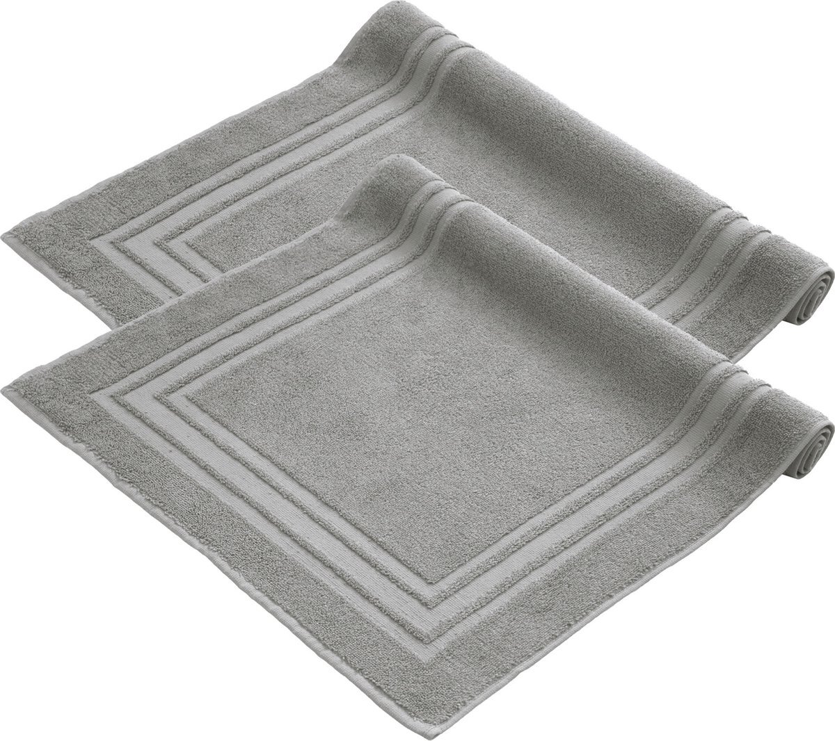 Komfortec Badmat - 2 stuks - Zachte en Absorberende Douchemat - 50x70 cm - 100% Katoen – Zilver