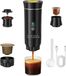 Machine à café portable - Machine à expresso 12V - Batterie rechargeable - Préchauffage rapide - Convient pour voiture et camping - Fonctionne avec capsules et café moulu - Noir
