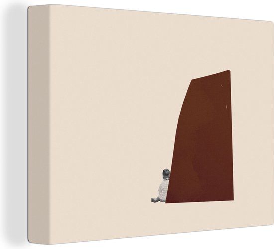OneMillionCanvasses Canvas Schilderij - Abstract - Jongen - Pastel - Bruin - 80x60 cm
