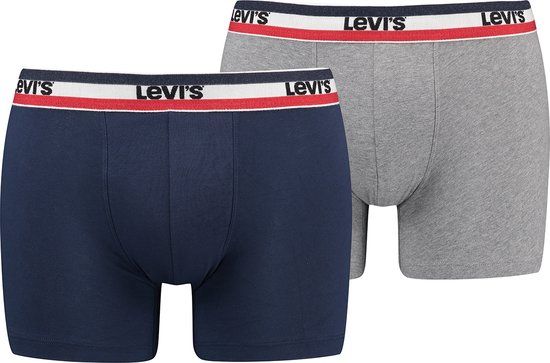 Levi's Brief Boxershorts 2-Pack Donkerblauw (navy) Grijs - Maat M - Heren