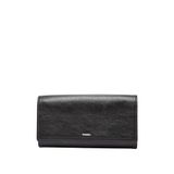 Fossil Logan lederen portemonnee met RFID-blokkerende flap voor dames, zwart