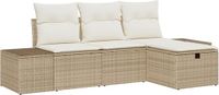 vidaXL Tuinbank - Beige/Crèmewit - Polyrattan