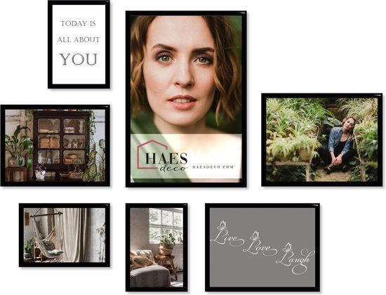 HAES deco - Collage set met 7 kunststof fotolijsten zwart easy frame - efs102b