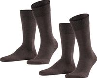 FALKE Happy 2-Pack eenkleurig katoen multipack sokken heren bruin - maat 47-50