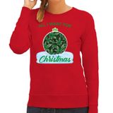 Bellatio Decorations Wiet Rode Kersttrui / Kerstkleding All i want for christmas voor dames met wiet kerstbal 2XL