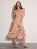 Apricot Midi-jurk met melkmeisjesmodel en paisleyprint