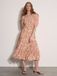Apricot Midi-jurk met melkmeisjesmodel en paisleyprint