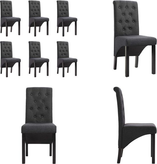 vidaXL Eetkamerstoelen 6 stuks stof donkergrijs