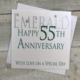 white cotton cards Emerald Happy 55e liefde op een speciale dag, handgemaakte verjaardagskaart (Code AW55)