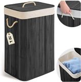 Massido Bamboe wasmand met deksel 72 l - Zwart