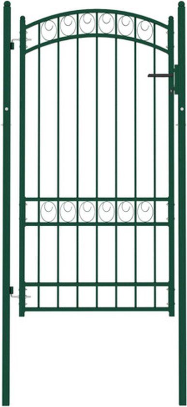 vidaXL Poort met gebogen bovenkant 100x175 cm staal groen