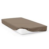Soleil d'Ocre katoenen jersey hoeslaken 160x200 cm taupe, ecru, 160 x 200 cm
