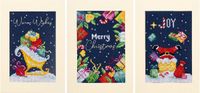 Vervaco Telpakket kit - 10.5 x 15cm - Wenskaart - Kerst - set van 3