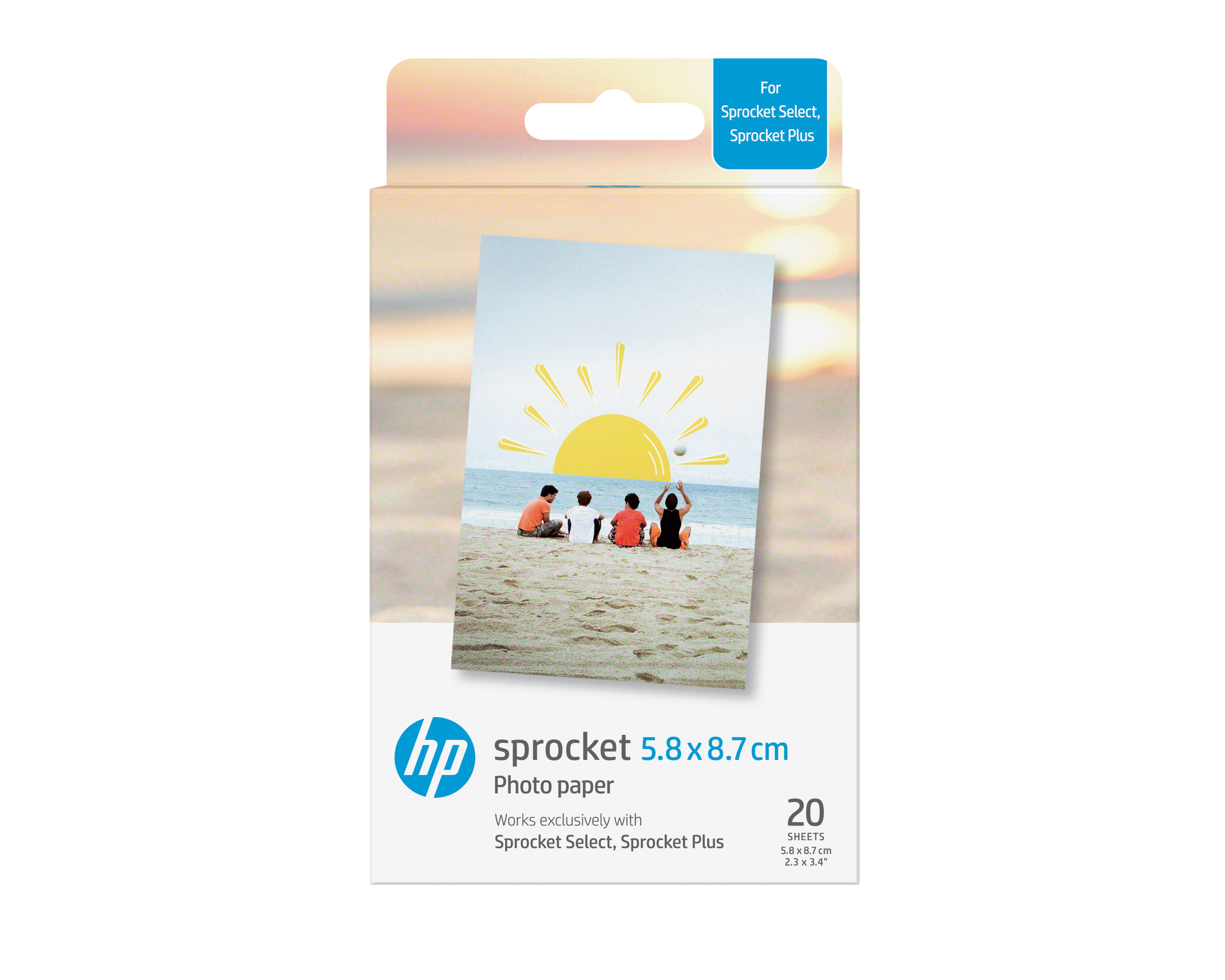 HP Sprocket Plus Photo Paper - 2.3 x 3.4" - 20 Sheets - Glossy - White