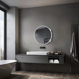 Talos Mira Lichtgevende toiletkast, Ø 60 cm, badkamerkast met spiegel en 2 planken, aluminium, spiegelbodem