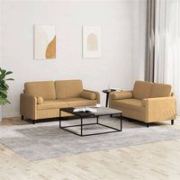 vidaXL 2-delige Loungeset met kussens fluweel bruin