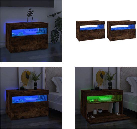vidaXL Tv-meubels 2 st met LED-verlichting 60x35x40 cm gerookt eiken