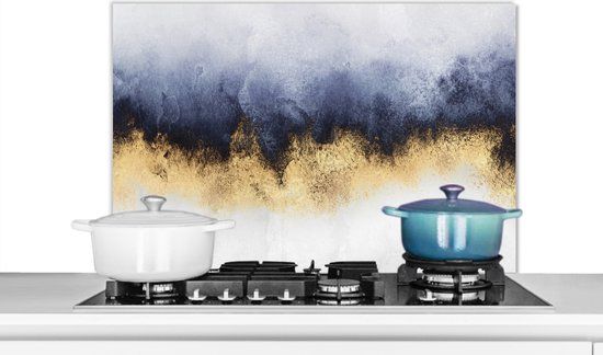 KitchenYeah Spatscherm keuken - Glitter - Goud - Abstract - Luxe - 80x55 cm