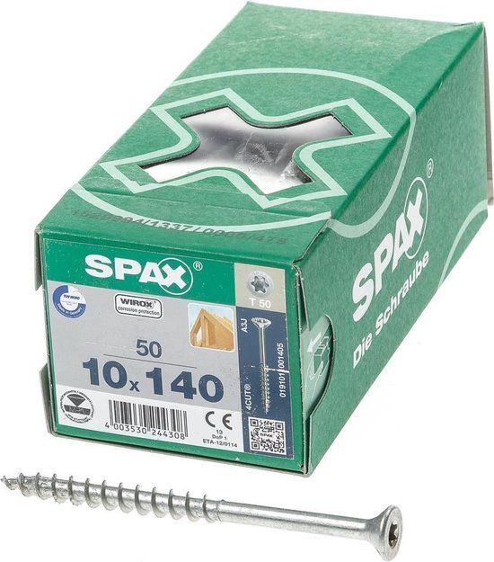 Spax Spaanplaatschroef - 10 x 140mm - Geel Verzinkt - T50 - 50 Stuks