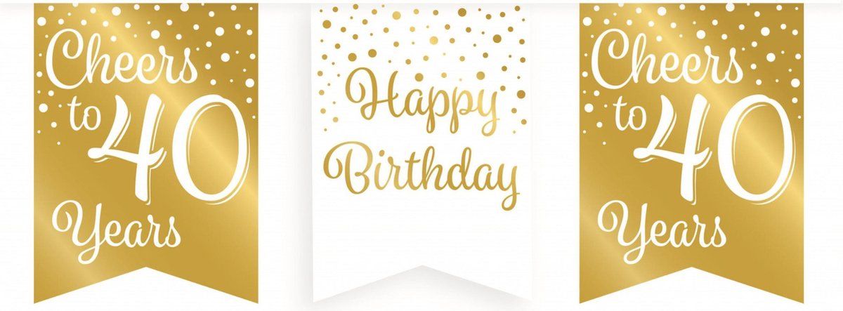 Paper Dreams Panda Paper Dreams Party flag banner gold/white - 40, set van 6