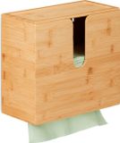 Merkloos Relaxdays handdoek dispenser - bamboe - 26 x 27 x 13 cm