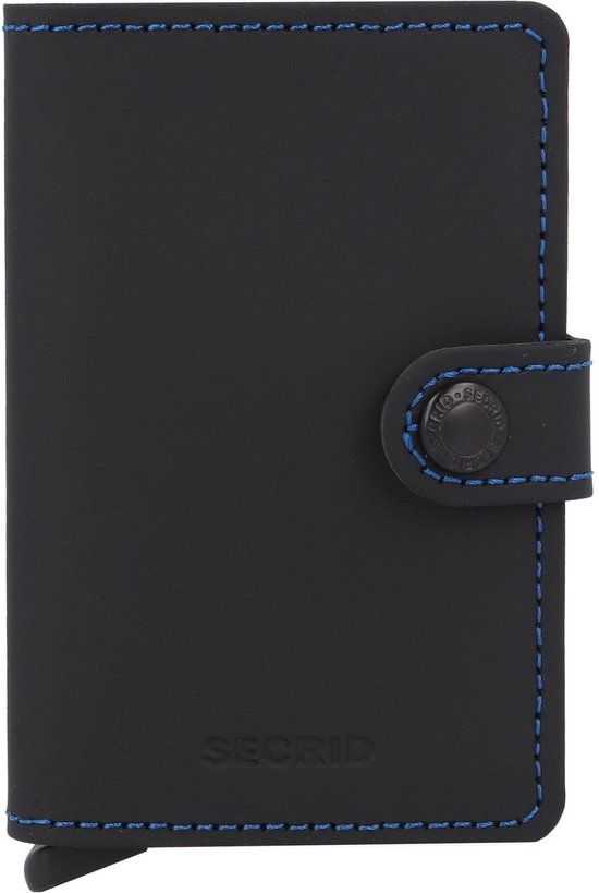 Secrid Miniwallet Matte Black & Blue - Card Wallet - RFID - Leather