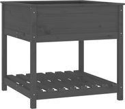 vidaXL Plantenbak met schap 82,5x82,5x81 cm massief grenenhout grijs