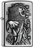Zippo Leo Geborsteld chroom Metaal Gas Aansteker