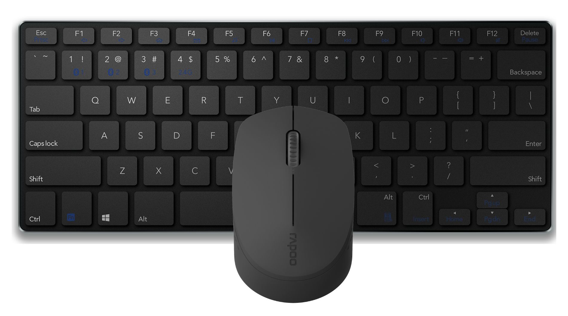 Rapoo 9000M - Draadloos Bluetooth Toetsenbord met Muis - QWERTY - Zwart/Zilver