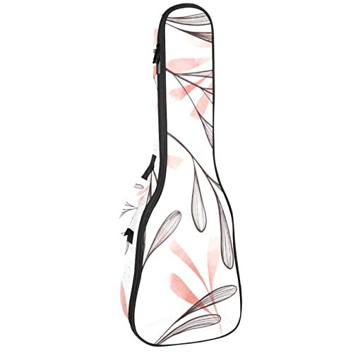 Mersov Concert Ukelele Rugzak, Heavy Duty Ukulele Case Tas met Opslag, Sopraan Concert Tenor Ukelele 10 MM Gewatteerde Tas Simplistische Handgetekende Bladeren