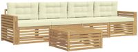 vidaXL - Ensemble de canapé d'extérieur - 5 pièces - Blanc et crème - Bois d'acacia massif