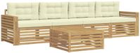 vidaXL - Ensemble de canapé d'extérieur - 5 pièces - Blanc et crème - Bois d'acacia massif
