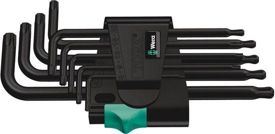 Wera 967 PKL/9 TORX Binnen-Torx Haakse schroevendraaierset T 8, T 9, T 10, T 15, T 20, T 25, T 27, T 30, T 40 9-delig